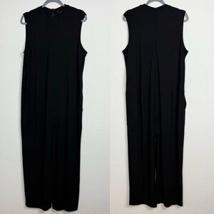 Eileen Fisher Black Sleeveless Wide Leg Cropped Jumpsuit